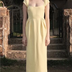 Wedding Guest Chic Yellow Midi Dress